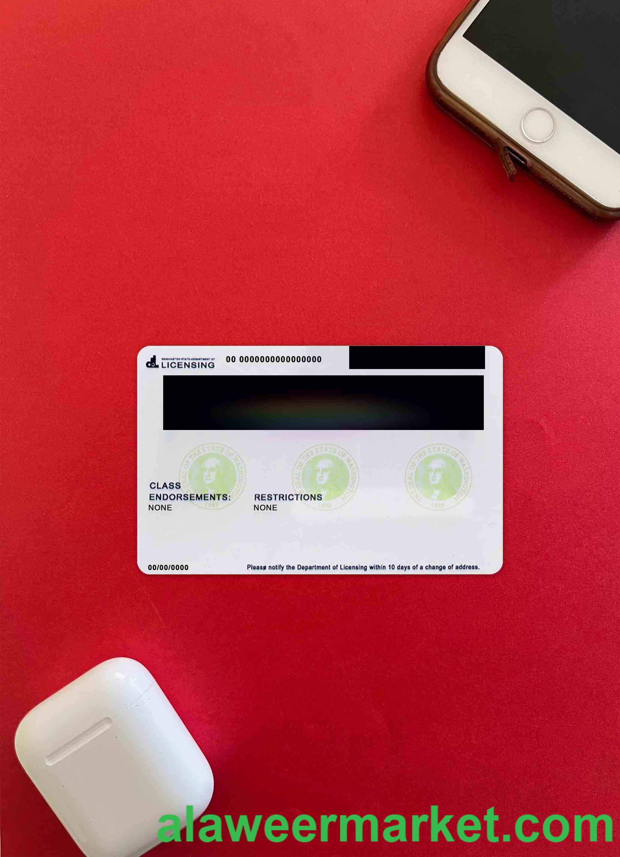USA Washigton driving license under 21 photolook BACK